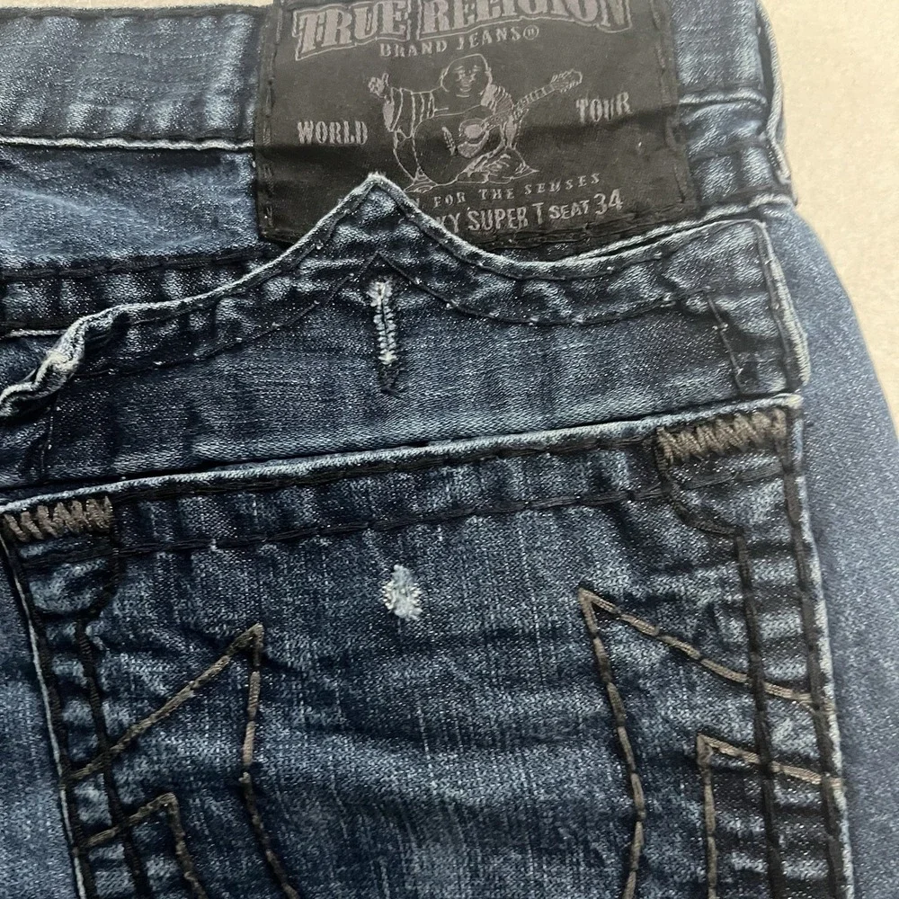 Vintage True Religion Ricky Super T Jeans Men's 36x28 Flap Pocket Raw Hem